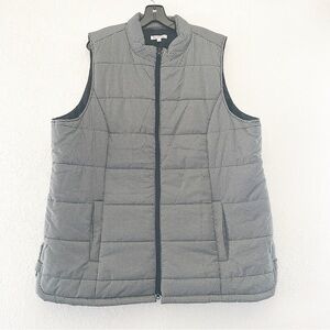 North Style Womens Plus Houndstood Vest Side Snap Tabs Zip Pockets Sz 2X